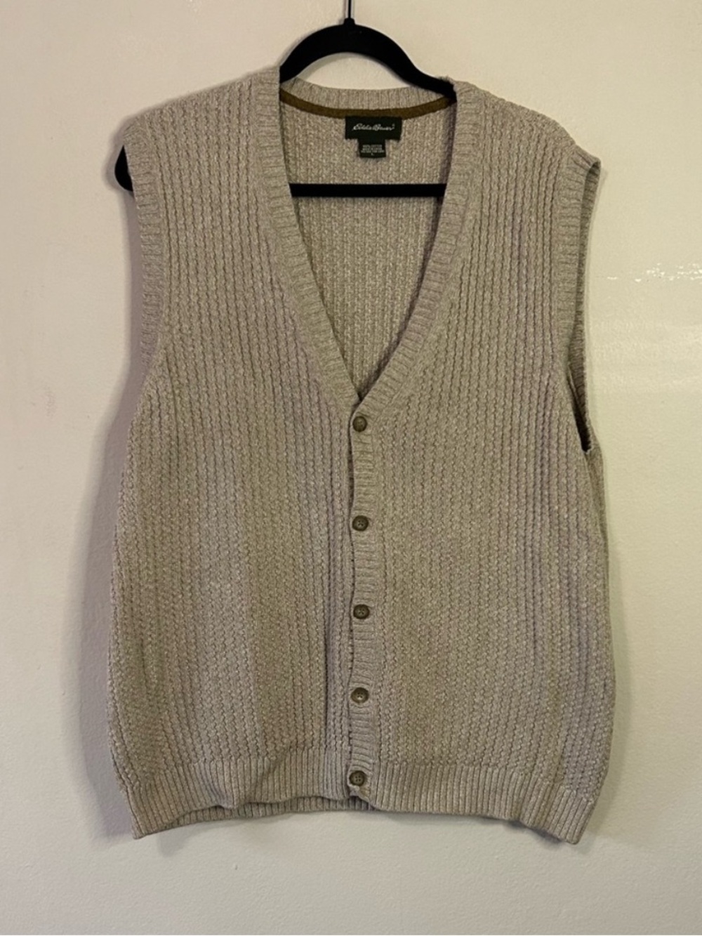 Eddie Bauer Oatmeal Knit Grandpa Cardigan Vest